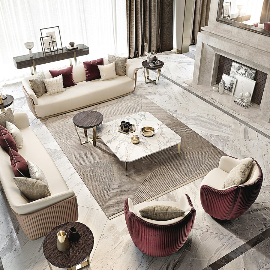 Demure Three Seater Sofa, Velvet