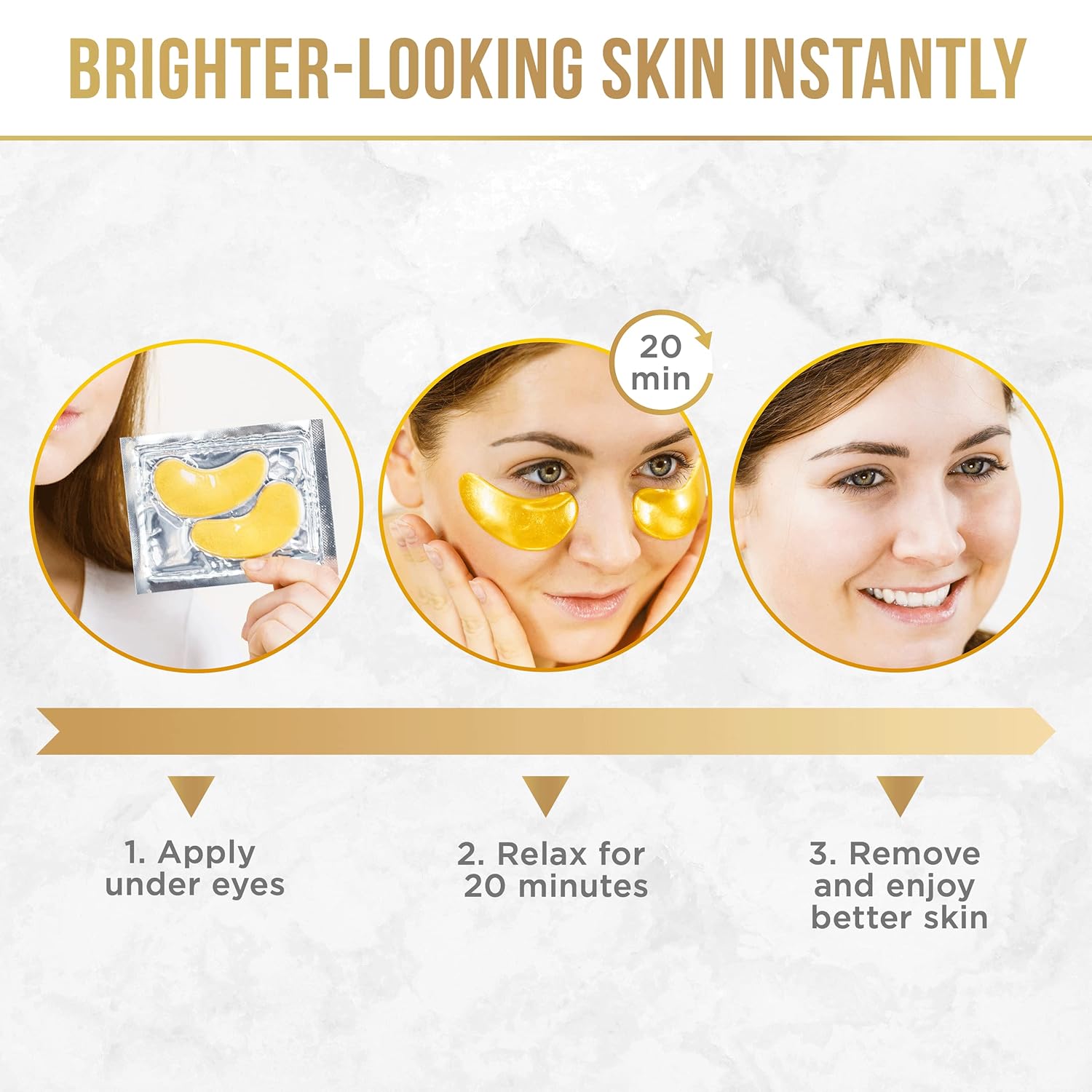 DERMORA Golden Glow Under Eye Patches (20 Pairs Eye Gels)