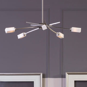 Abira Silver Metal and Frosted Glass 5 Bulb Pendant Light