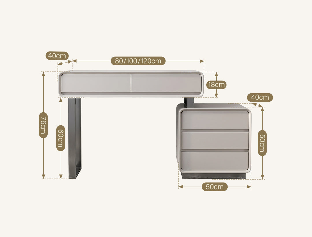 Dobson Dressing Table With LED Mirror,  Light Grey