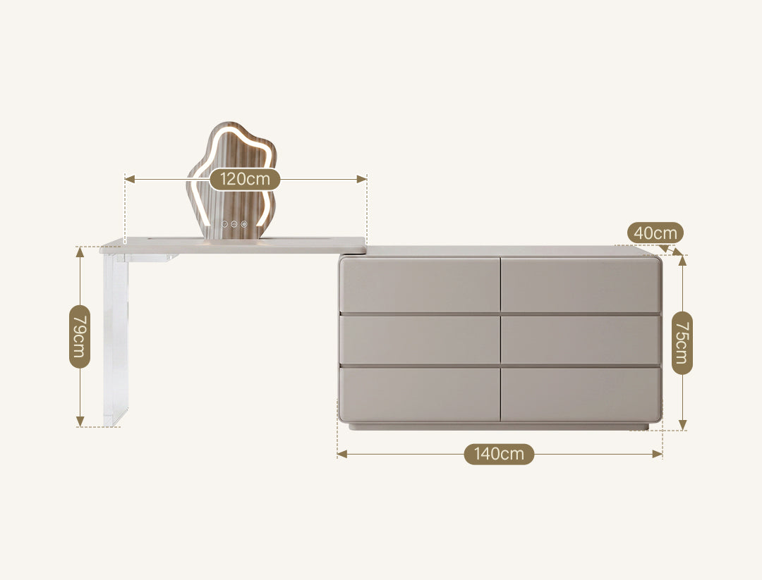 Dominic Dressing Table With Sideboard and LED Mirror
