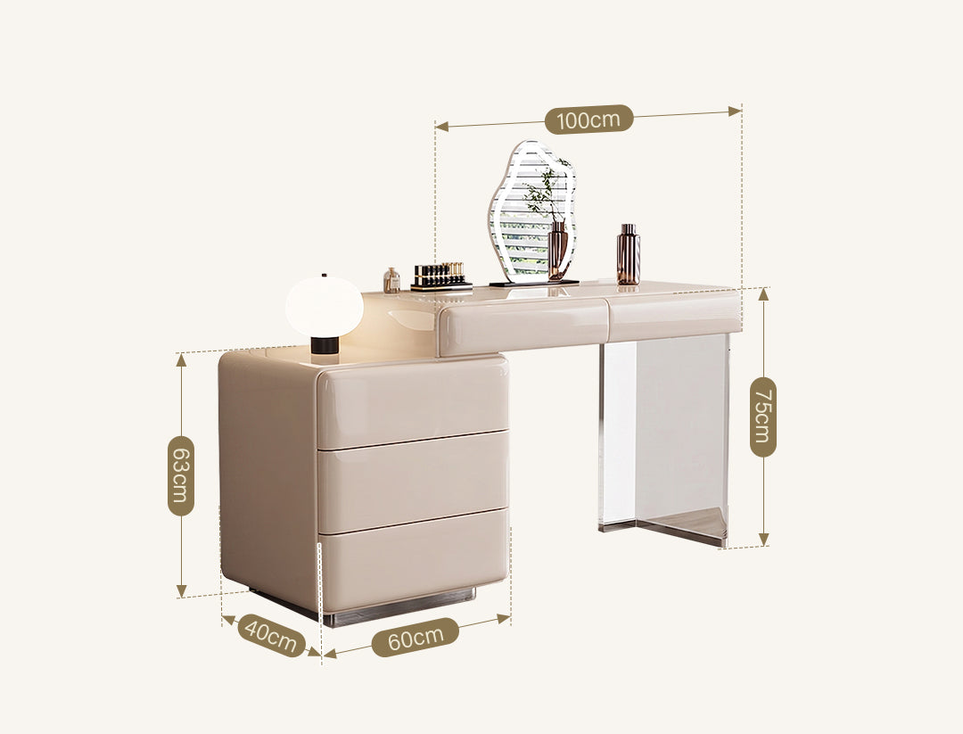 Donnelly Dressing Table With LED Mirror, Cream