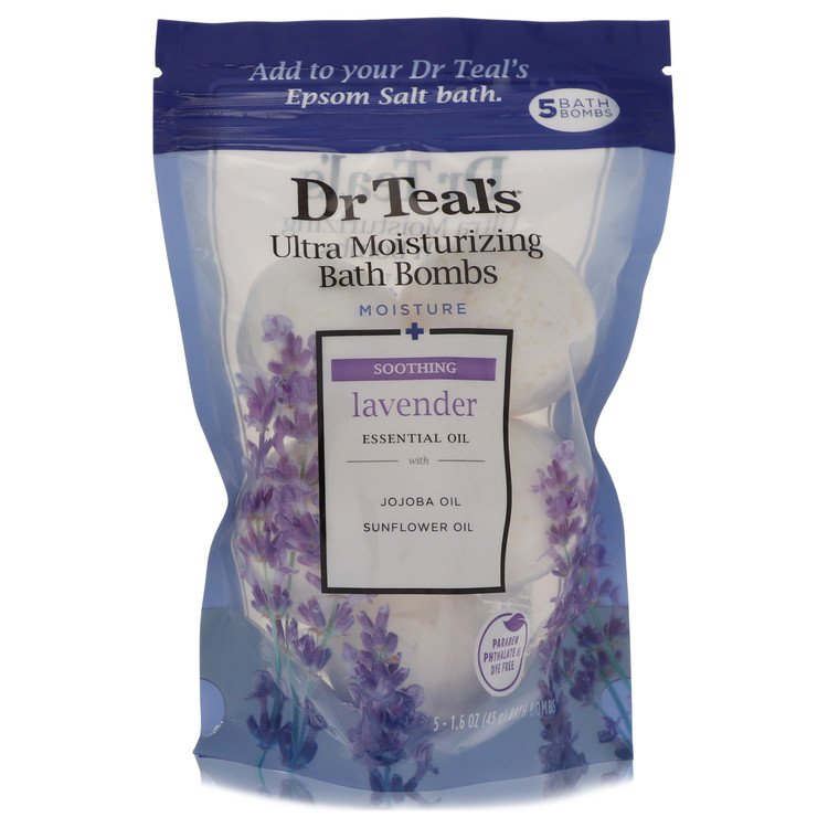 Dr Teal's Ultra Moisturizing Bath Bombs, Set of 5 ‚Äö√Ñ√¨ 1.6 oz (45 ml) Each, Lavender Scent with Essential Oils, Jojoba & Sunflower Oils, Unisex