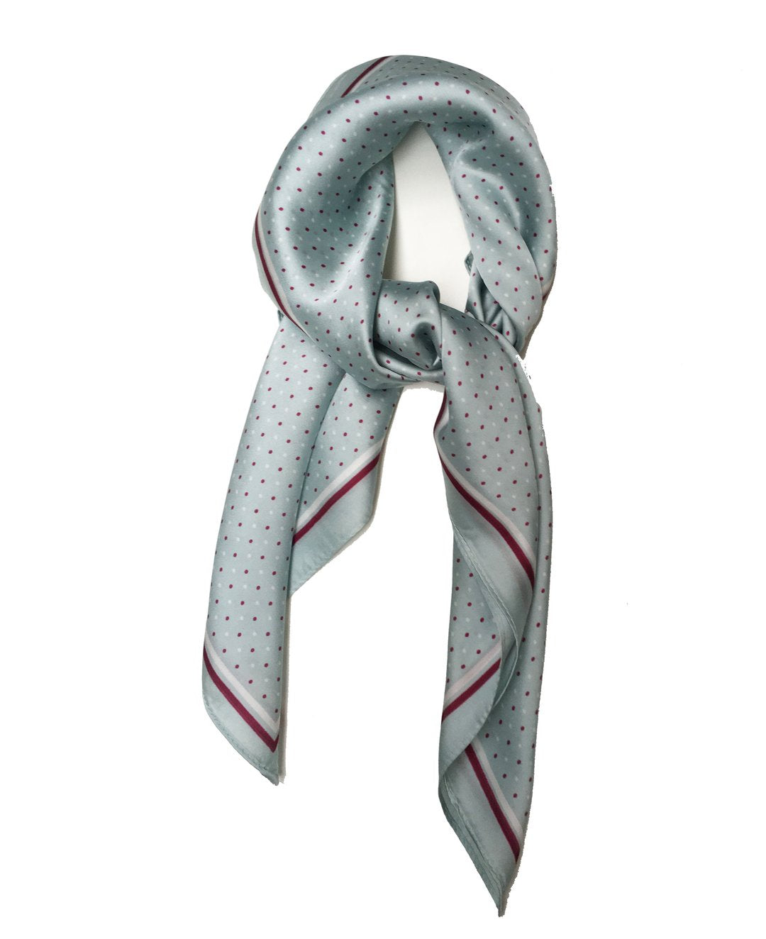 Big Square Ladies Womans Faux Silk Head Neck Thin Scarf Bag Charm - 70cm x 70cm[Duck Egg Green Polka Dot]