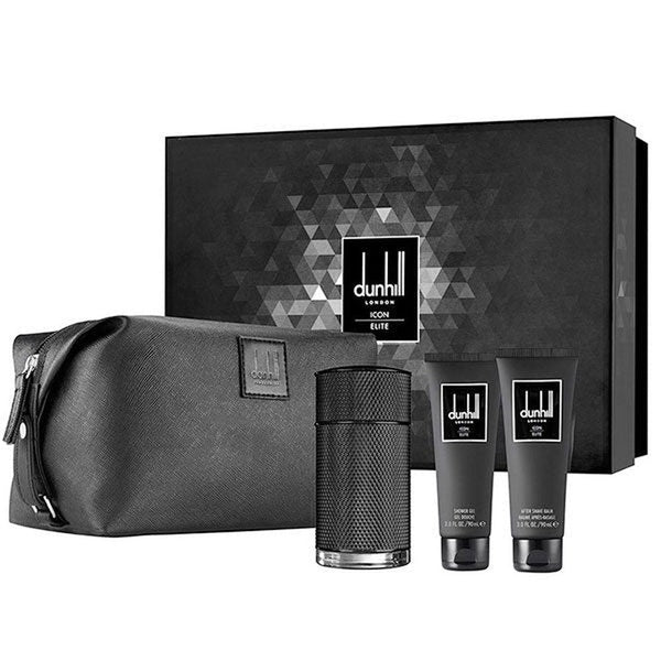 Dunhill Icon Elite Gift Set 100ml EDP + 90ml Shower Gel + 90ml Aftershave Balm + Pouch