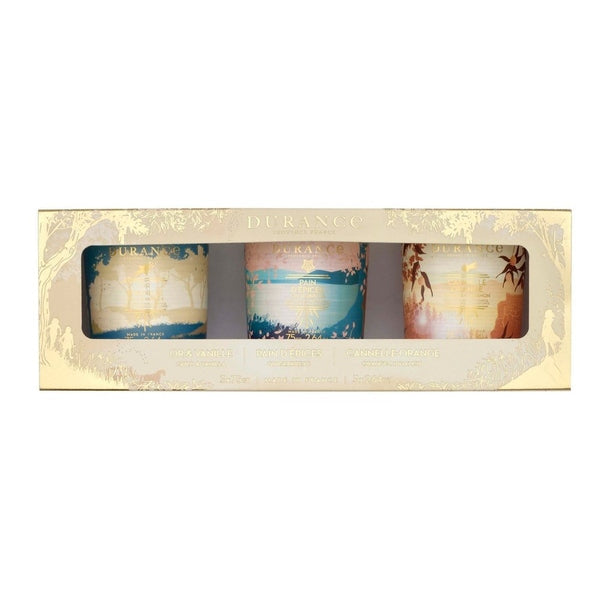 Durance Provence France Candles Gift Set 75g Orange Cinnamon Candle + 75g Gingerbread Candle + 75g Gold and Vanilla Candle