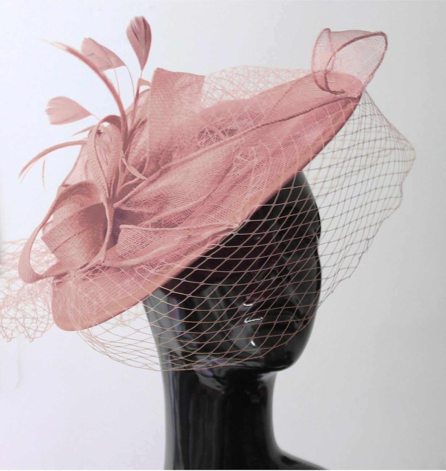 Caprilite Big Saucer Sinamay Birdcage Veil Fascinator On Headband Wedding Derby Ascot Races Ladies Hat