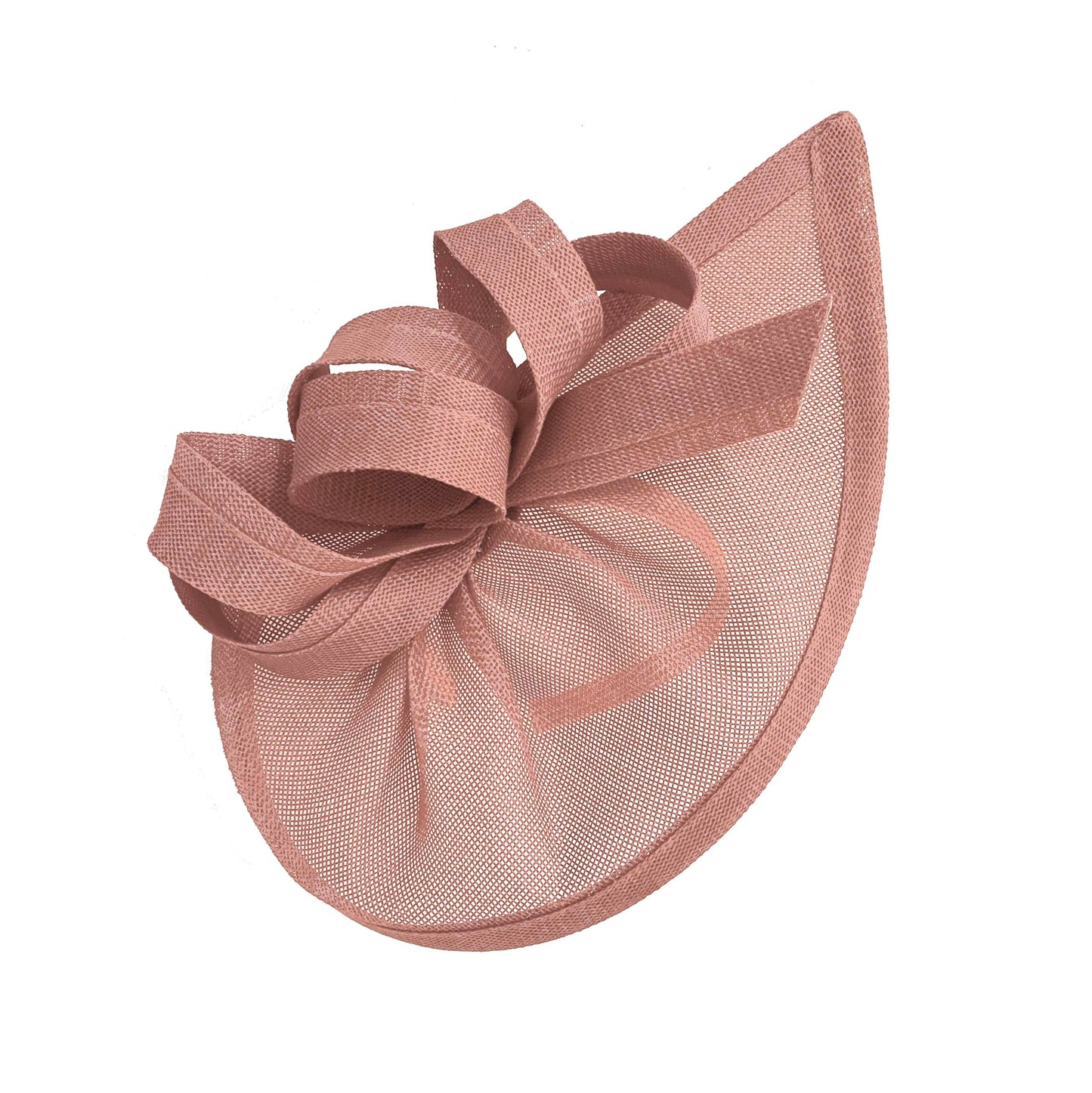 Caprilite Vegan Moon Hoop Fascinator Hat on Headband Wedding Ascot Races Bespoke Sinamay Disc - Dusty Pink