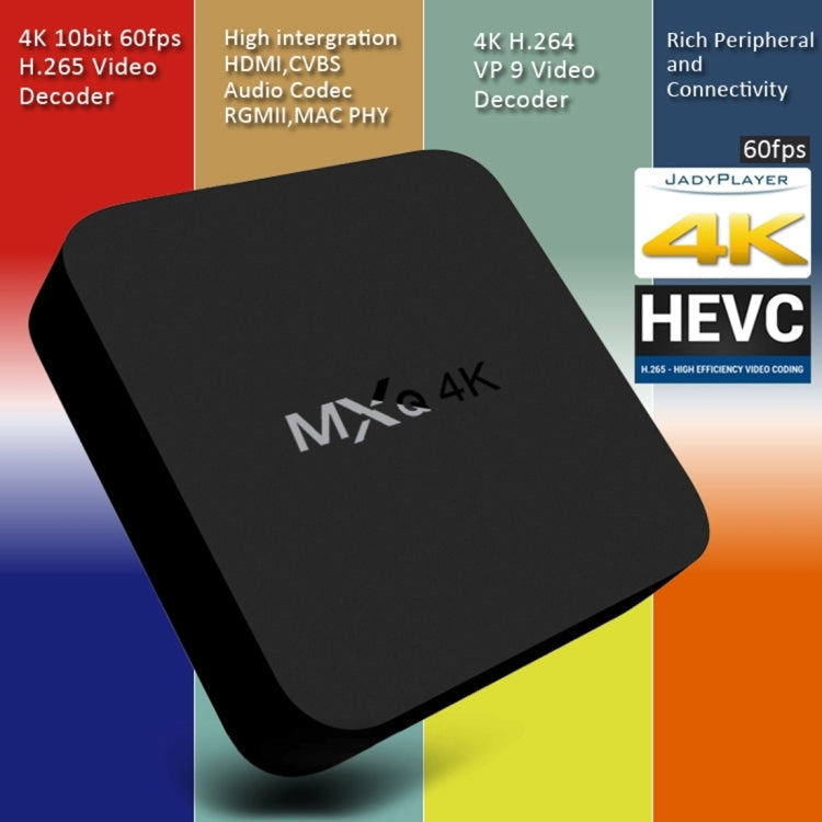 MXQ 4K Full HD Media Player, RK3229 Quad-Core, Android 9.0 TV Box with Remote, 1GB RAM, 8GB ROM, HDMI, WiFi, Miracast, DLNA (UK Plug)