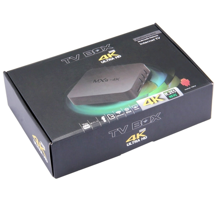 MXQ 4K Full HD Media Player, RK3229 Quad-Core, Android 9.0 TV Box with Remote, 1GB RAM, 8GB ROM, HDMI, WiFi, Miracast, DLNA (UK Plug)