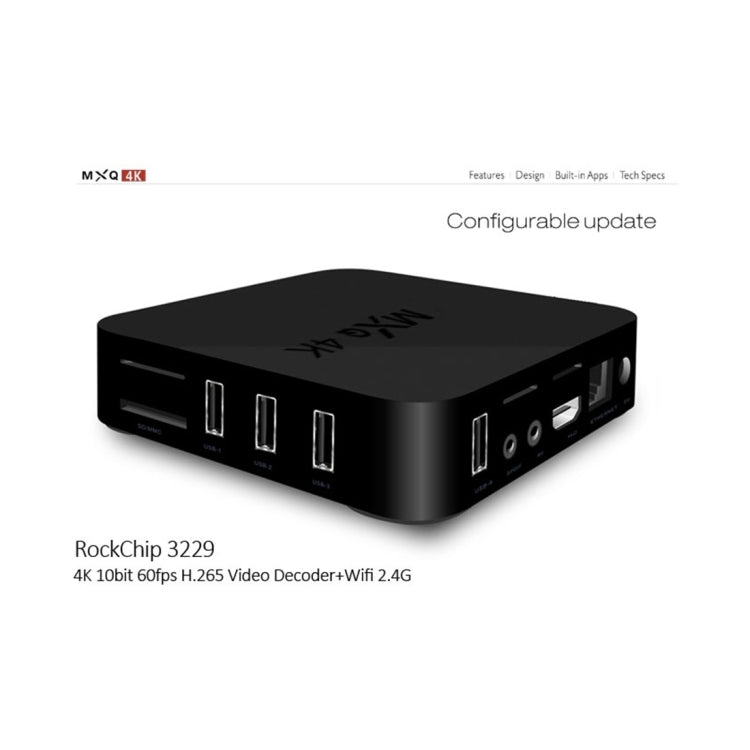 MXQ 4K Full HD Media Player, RK3229 Quad-Core, Android 9.0 TV Box with Remote, 1GB RAM, 8GB ROM, HDMI, WiFi, Miracast, DLNA (UK Plug)