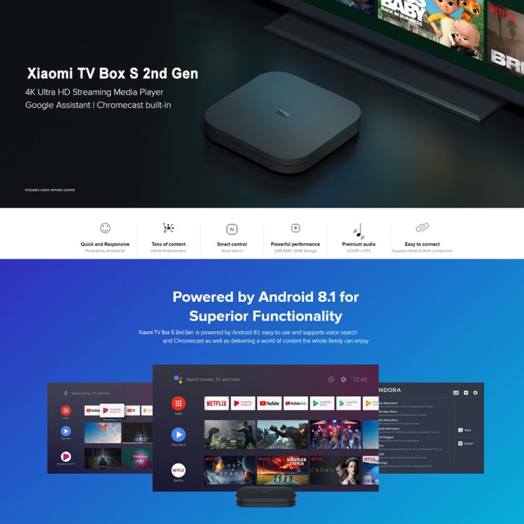 Xiaomi TV Box S 2nd Gen 4K HDR Google TV: Cortex-A55 Quad-Core, 2GB RAM, 8GB Storage, EU Version (Black)