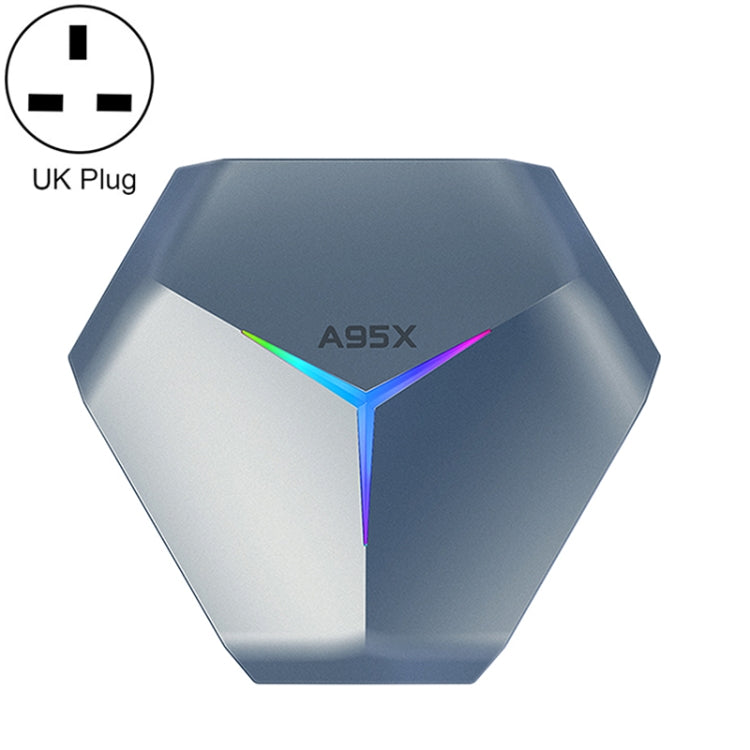 A95X F4 8K UHD Smart TV Box, Android 10.0, 4GB RAM, 128GB ROM, Bluetooth, UK Plug (Metallic Blue)