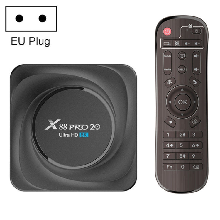 X88 Pro 20 4K Smart TV Box: Android 11.0, RK3566 Quad-Core, 4GB RAM, 32GB ROM, Dual-Band WiFi, Bluetooth, Ethernet, EU Plug