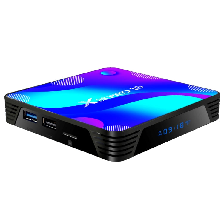 X88 Pro 10 4K Ultra HD Android TV Box with Remote Controller, Android 10.0, RK3318 Quad-Core 64bit Cortex-A53, 4GB+32GB, Support Bluetooth / Dual-Band WiFi / TF Card / USB / AV / Ethernet(UK Plug)