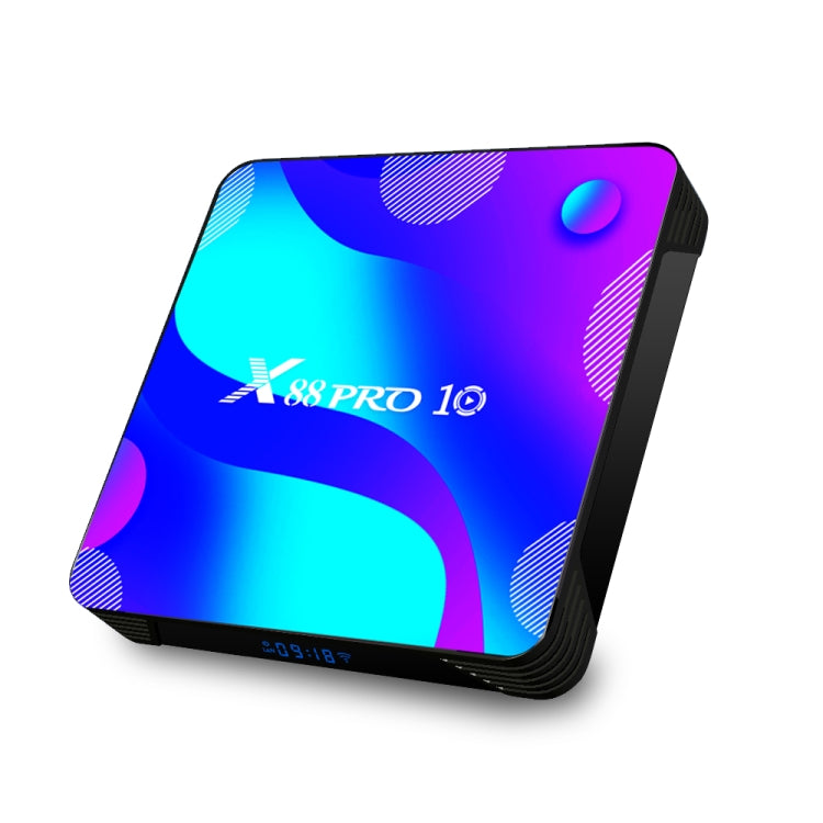 X88 Pro 10 4K Ultra HD Android TV Box with Remote Controller, Android 10.0, RK3318 Quad-Core 64bit Cortex-A53, 4GB+32GB, Support Bluetooth / Dual-Band WiFi / TF Card / USB / AV / Ethernet(UK Plug)