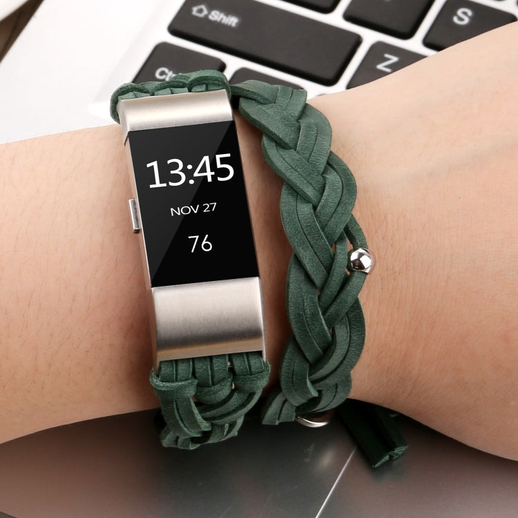 For Fitbit Charge 2 Weave Genuine Leather Replacement Strap Watchband