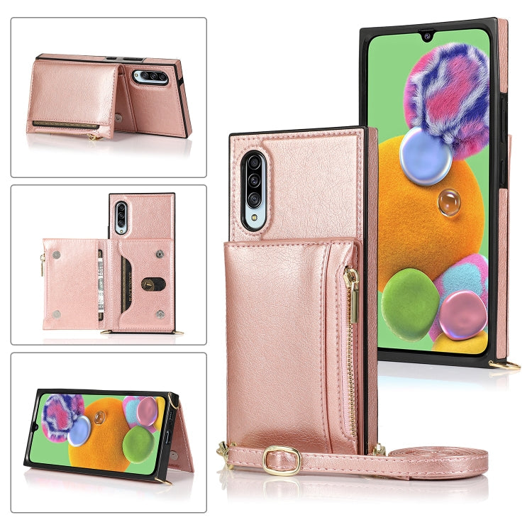 Square Zipper Wallet Bag TPU+PU Back Cover Case with Holder & Card Slots & Wallet & Cross-body Strap, For Samsung Galaxy A90 5G, For Samsung Galaxy Note9, For Samsung Galaxy Note10, For Samsung Galaxy Note10 Pro, For Samsung Galaxy S9                  ...