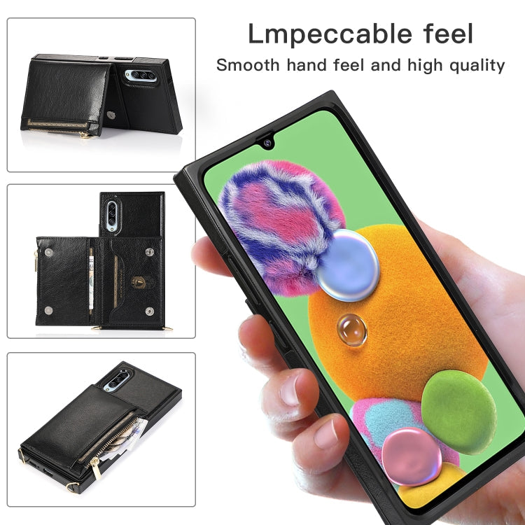 Square Zipper Wallet Bag TPU+PU Back Cover Case with Holder & Card Slots & Wallet & Cross-body Strap, For Samsung Galaxy A90 5G, For Samsung Galaxy Note9, For Samsung Galaxy Note10, For Samsung Galaxy Note10 Pro, For Samsung Galaxy S9                  ...
