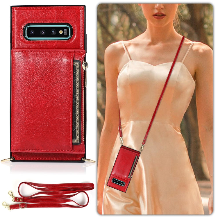 Square Zipper Wallet Bag TPU+PU Back Cover Case with Holder & Card Slots & Wallet & Cross-body Strap, For Samsung Galaxy S10 Plus, For Samsung Galaxy S20, For Samsung Galaxy S20 Plus, For Samsung Galaxy S20 Ultra, For Samsung Galaxy Note20