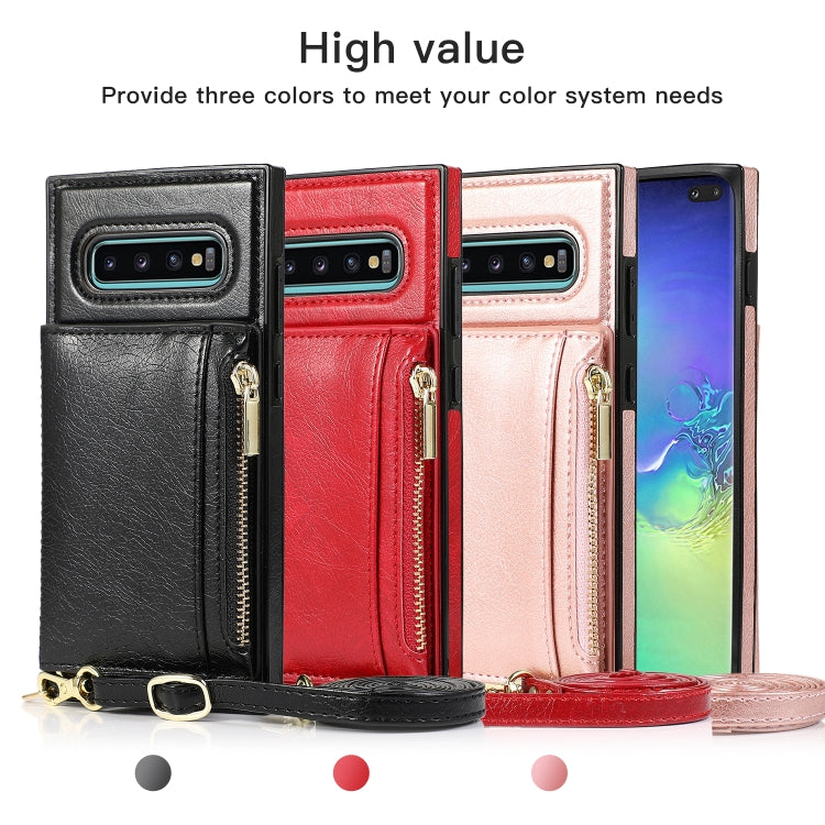 Square Zipper Wallet Bag TPU+PU Back Cover Case with Holder & Card Slots & Wallet & Cross-body Strap, For Samsung Galaxy S10 Plus, For Samsung Galaxy S20, For Samsung Galaxy S20 Plus, For Samsung Galaxy S20 Ultra, For Samsung Galaxy Note20