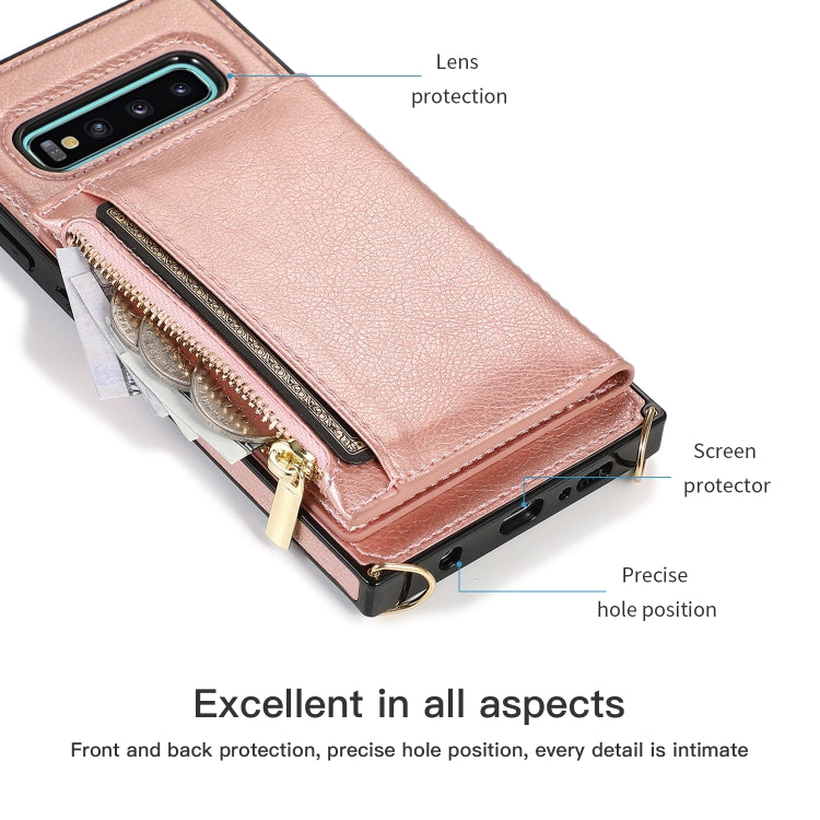 Square Zipper Wallet Bag TPU+PU Back Cover Case with Holder & Card Slots & Wallet & Cross-body Strap, For Samsung Galaxy S10 Plus, For Samsung Galaxy S20, For Samsung Galaxy S20 Plus, For Samsung Galaxy S20 Ultra, For Samsung Galaxy Note20