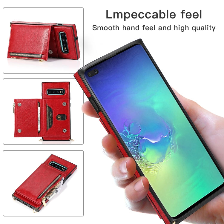 Square Zipper Wallet Bag TPU+PU Back Cover Case with Holder & Card Slots & Wallet & Cross-body Strap, For Samsung Galaxy S10 Plus, For Samsung Galaxy S20, For Samsung Galaxy S20 Plus, For Samsung Galaxy S20 Ultra, For Samsung Galaxy Note20
