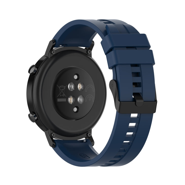 For Huawei Watch GT 2 42mm Silicone  Watch Band with Black Buckle(Dark Blue)