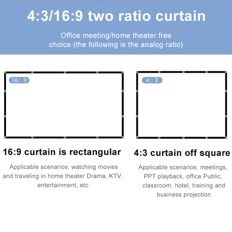 Folding Milk Silk Polyester Projector Film Curtain, Size:60 inch (16:9) Projection Area: 133 x 75cm