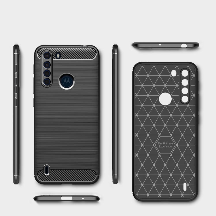 For Motorola One Fusion Brushed Texture Carbon Fiber TPU Case(Black)