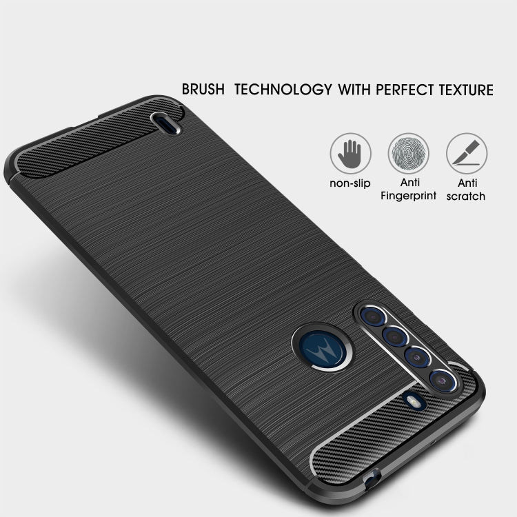For Motorola One Fusion Brushed Texture Carbon Fiber TPU Case(Black)