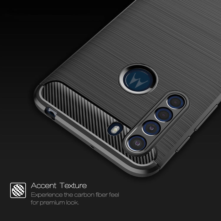 For Motorola One Fusion Brushed Texture Carbon Fiber TPU Case(Black)