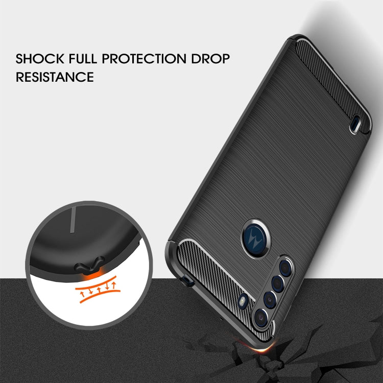For Motorola One Fusion Brushed Texture Carbon Fiber TPU Case(Black)
