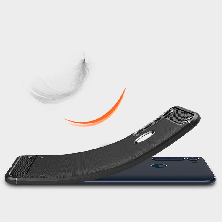 For Motorola One Fusion Brushed Texture Carbon Fiber TPU Case(Black)