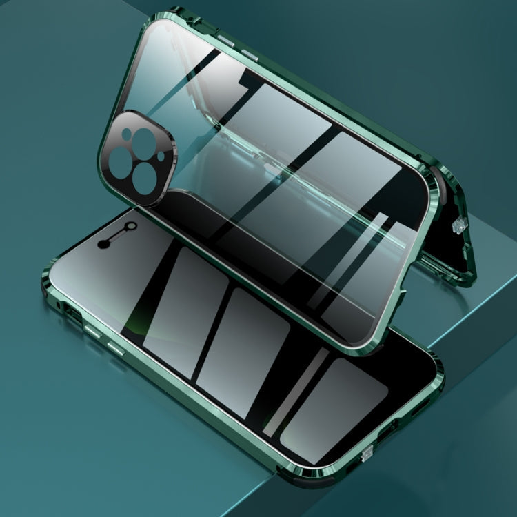 Four-corner Shockproof Anti-peeping Magnetic Metal Frame Double-sided Tempered Glass Case, For iPhone 11 Pro Max, For iPhone 11 Pro, For iPhone 12, For iPhone 12 Pro, For iPhone 12 Pro Max