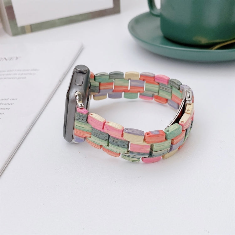 Wooden Bead Woven Watchband For Apple Watch Series 6 & SE & 5 & 4 40mm / 3 & 2 & 1 38mm, For Apple Watch Series 7 41mm / 6 & SE & 5 & 4 40mm / 3 & 2 & 1 38mm, For Apple Watch Series 8&7 41mm / SE 2&6&SE&5&4 40mm / 3&2&1 38mm