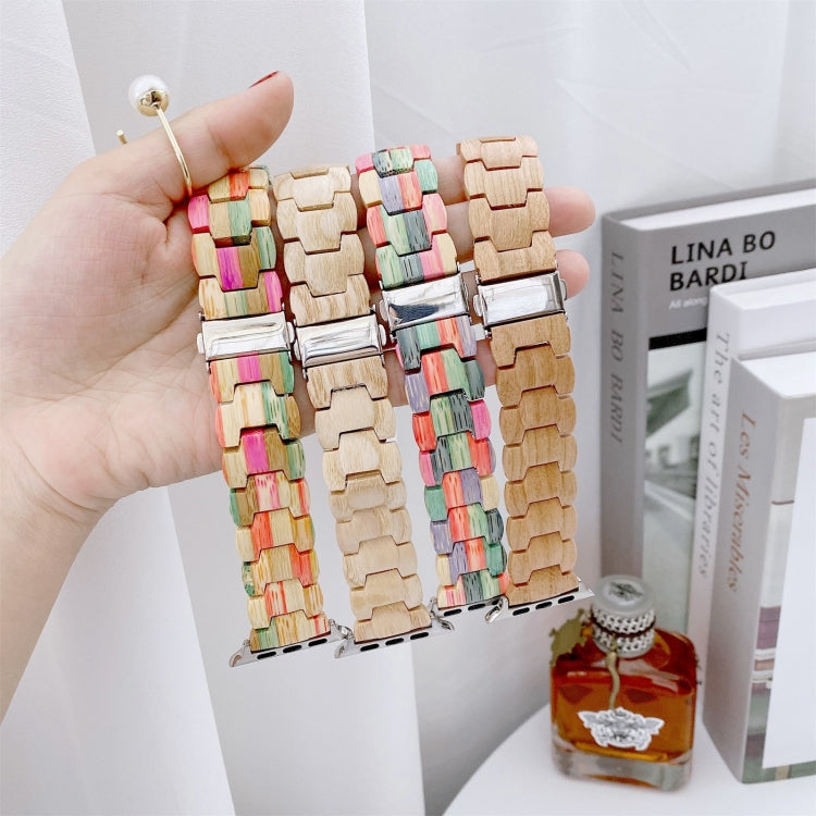 Wooden Bead Woven Watchband For Apple Watch Series 6 & SE & 5 & 4 40mm / 3 & 2 & 1 38mm, For Apple Watch Series 7 41mm / 6 & SE & 5 & 4 40mm / 3 & 2 & 1 38mm, For Apple Watch Series 8&7 41mm / SE 2&6&SE&5&4 40mm / 3&2&1 38mm