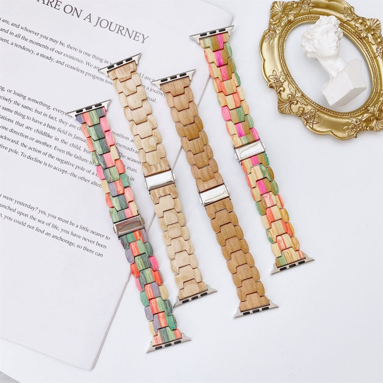 Wooden Bead Woven Watchband For Apple Watch Series 6 & SE & 5 & 4 40mm / 3 & 2 & 1 38mm, For Apple Watch Series 7 41mm / 6 & SE & 5 & 4 40mm / 3 & 2 & 1 38mm, For Apple Watch Series 8&7 41mm / SE 2&6&SE&5&4 40mm / 3&2&1 38mm