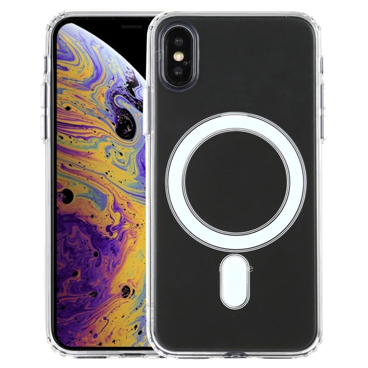 For iPhone X / XS Magsafe Case Simple Magnetic Ring All-inclusive Clear Crystal Acrylic PC +TPU Shockproof Case(Transparent)
