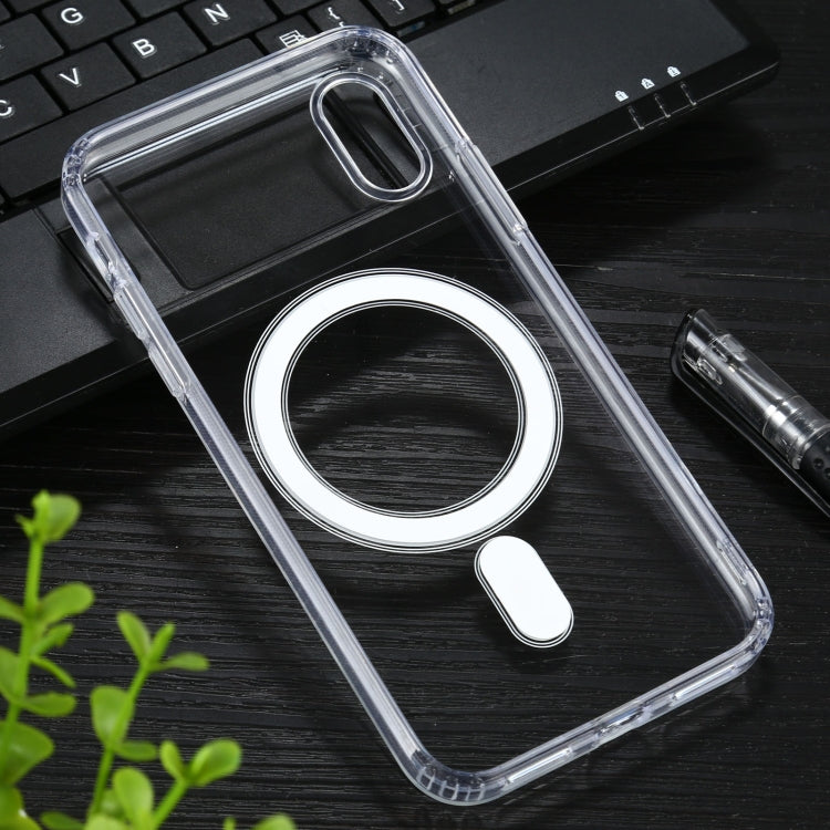 For iPhone X / XS Magsafe Case Simple Magnetic Ring All-inclusive Clear Crystal Acrylic PC +TPU Shockproof Case(Transparent)