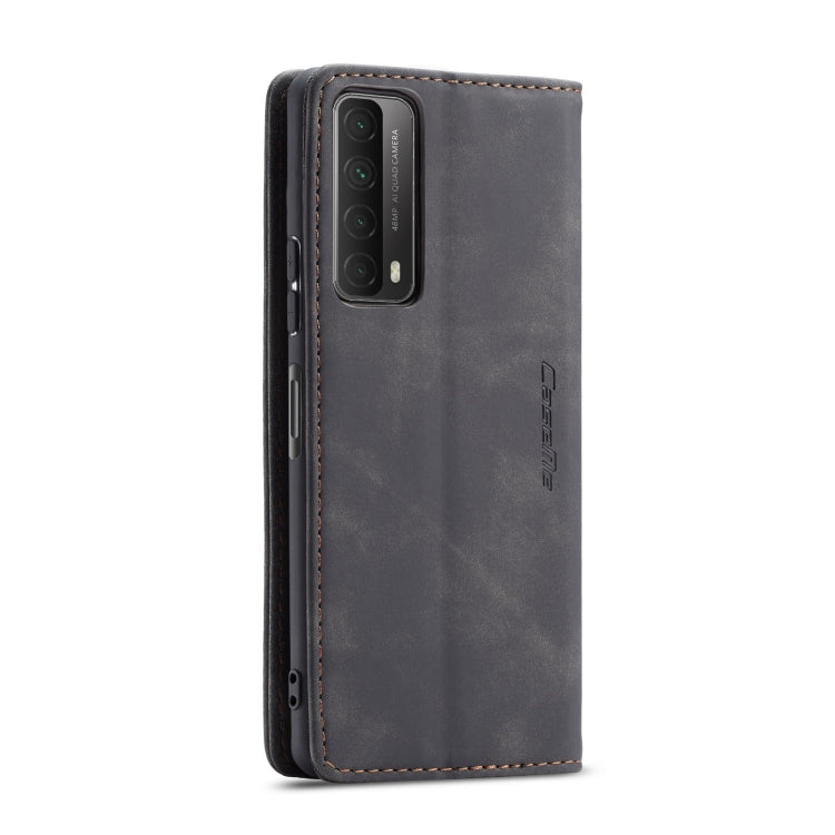 For Huawei P Smart 2021 CaseMe-013 Multifunctional Retro Frosted Horizontal Flip Leather Case with Card Slot & Holder & Wallet(Black)