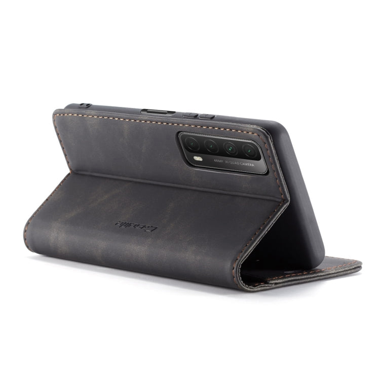 For Huawei P Smart 2021 CaseMe-013 Multifunctional Retro Frosted Horizontal Flip Leather Case with Card Slot & Holder & Wallet(Black)