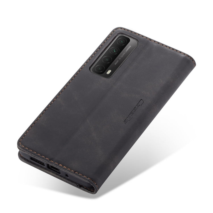 For Huawei P Smart 2021 CaseMe-013 Multifunctional Retro Frosted Horizontal Flip Leather Case with Card Slot & Holder & Wallet(Black)