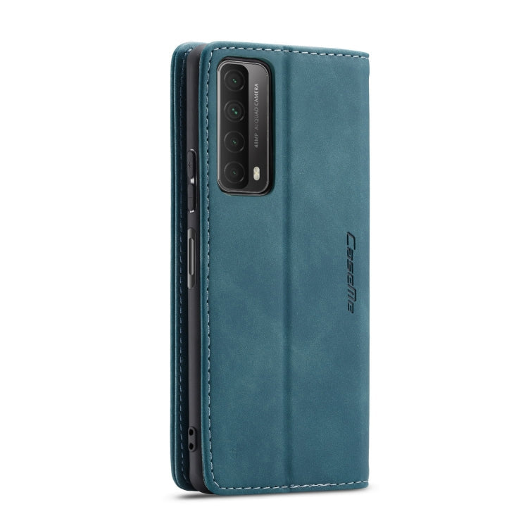 For Huawei P Smart 2021 CaseMe-013 Multifunctional Retro Frosted Horizontal Flip Leather Case with Card Slot & Holder & Wallet(Blue)
