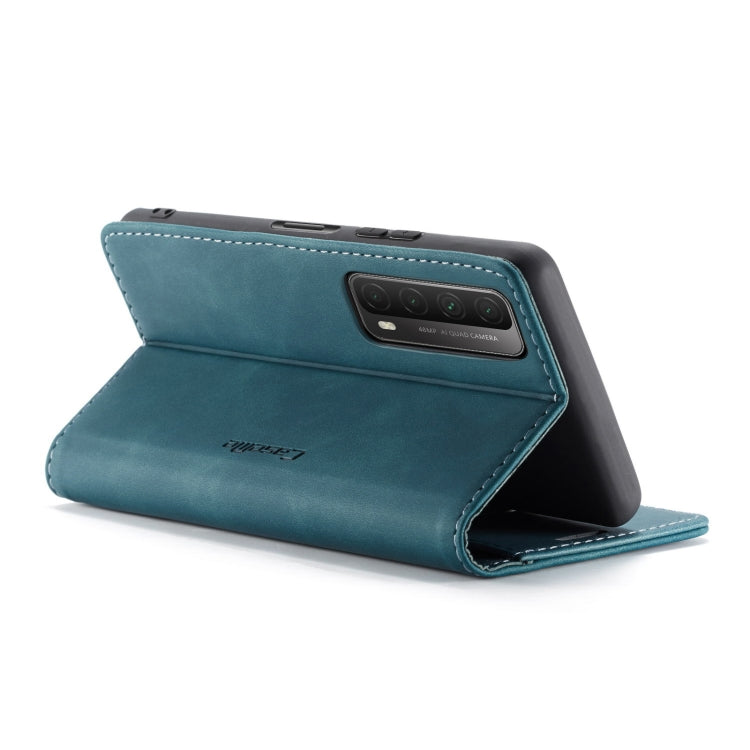 For Huawei P Smart 2021 CaseMe-013 Multifunctional Retro Frosted Horizontal Flip Leather Case with Card Slot & Holder & Wallet(Blue)
