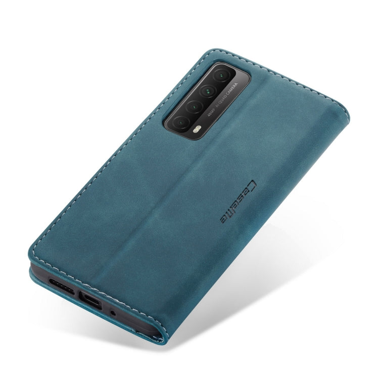 For Huawei P Smart 2021 CaseMe-013 Multifunctional Retro Frosted Horizontal Flip Leather Case with Card Slot & Holder & Wallet(Blue)