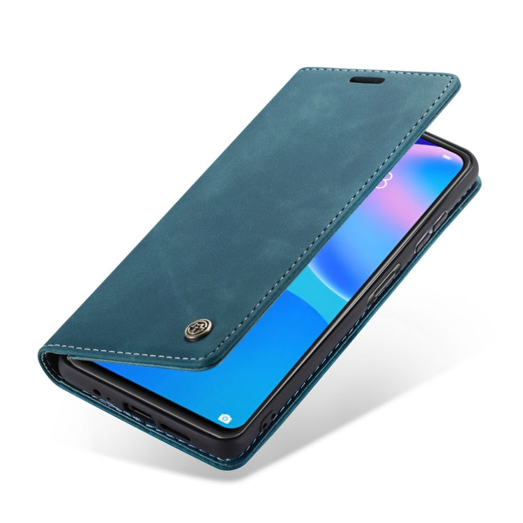 For Huawei P Smart 2021 CaseMe-013 Multifunctional Retro Frosted Horizontal Flip Leather Case with Card Slot & Holder & Wallet(Blue)