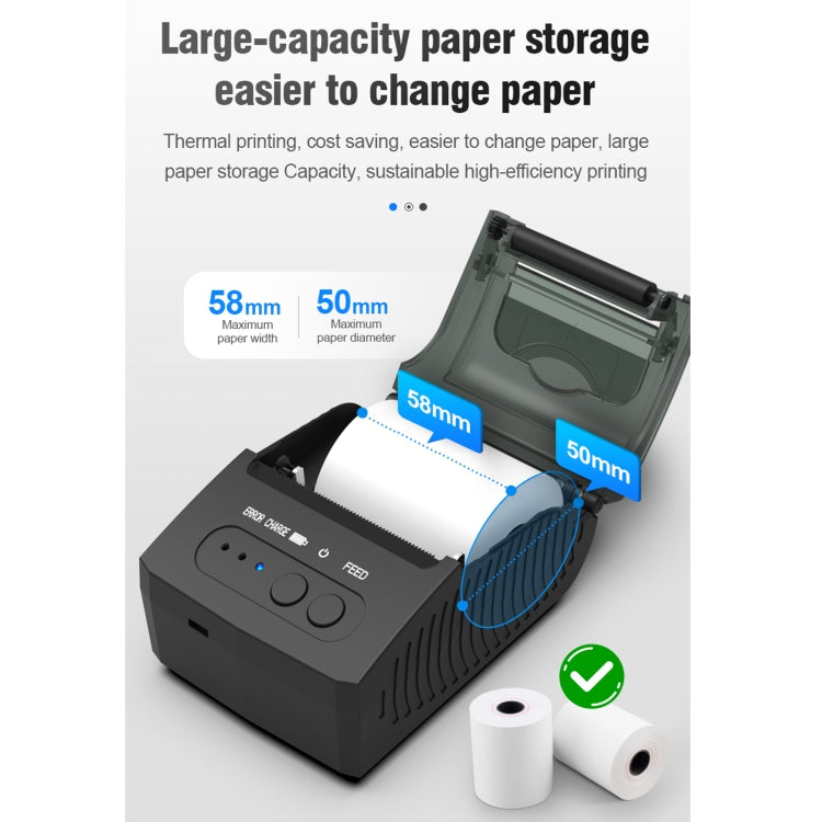 5811DD 58mm Bluetooth 4.0 Portable Thermal Bluetooth Receipt Printer, UK Plug
