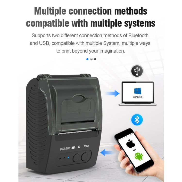 5811DD 58mm Bluetooth 4.0 Portable Thermal Bluetooth Receipt Printer, UK Plug