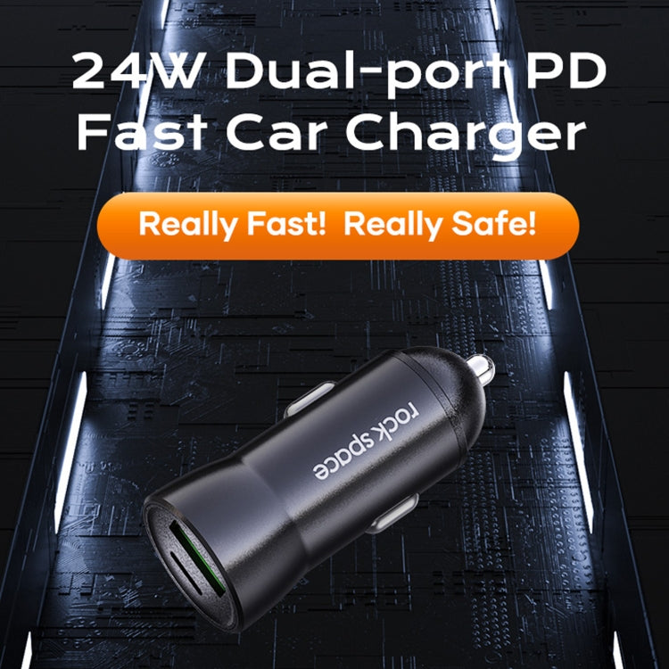 ROCK Space H12 PD 20W Type-C / USB-C  USB Fast Charging Car Charger(Black)
